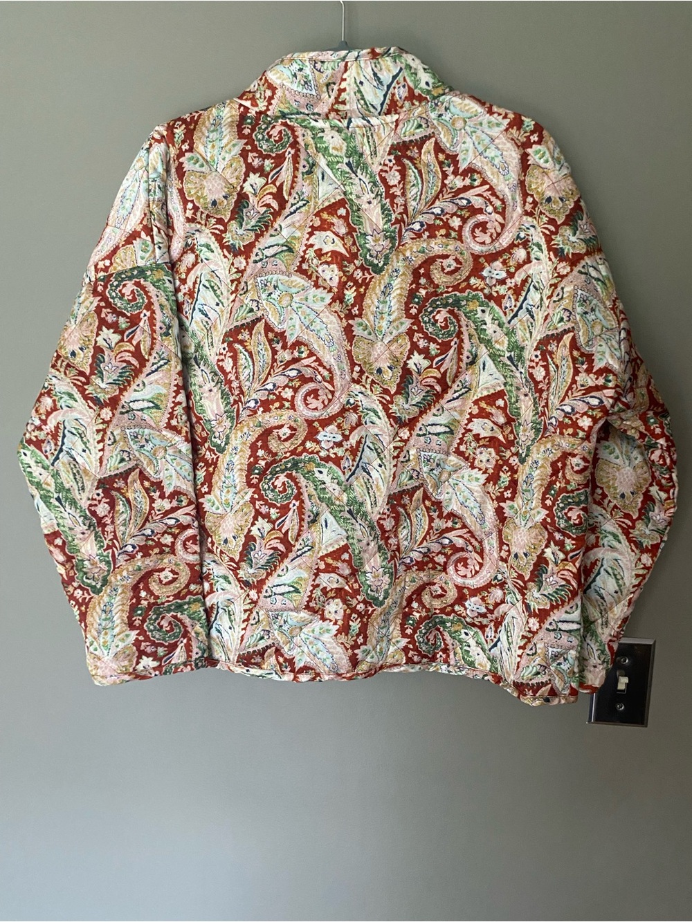 MELLODAY Quilted Paisley Floral Boho Shacket Jacket Rust Size Small - Picture 4 of 7